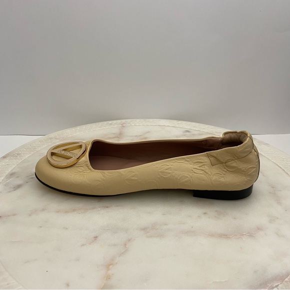 Valentino Mario Ballet Flats Calliope Beige Leather Shoes Monogram Women’s 10 - Picture 6 of 8